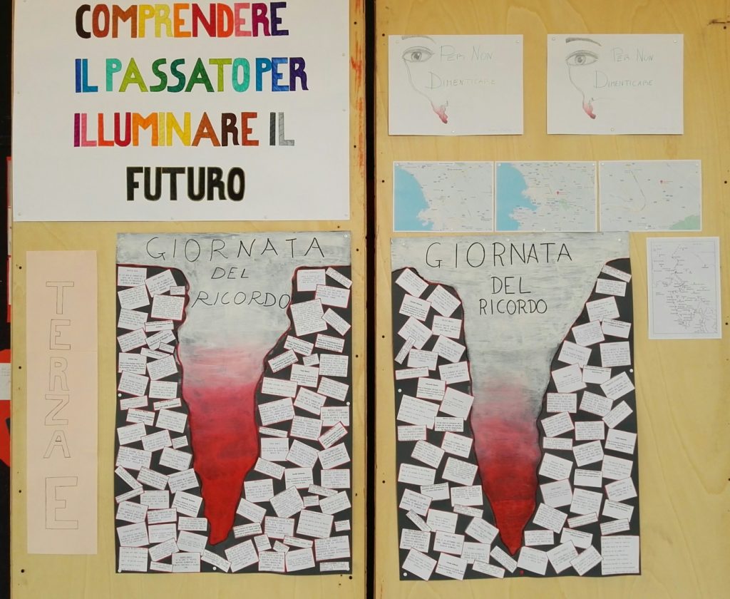 I cartelloni realizzati dai ragazzi di 3^E per la giornata del ricordo